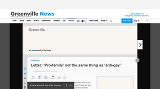 Letter: 'Pro-family' not the same thing as 'anti-gay' - The Greenville News