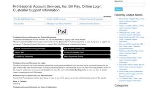 Professional Account Services, Inc. Bill Pay, Online Login, Customer ...