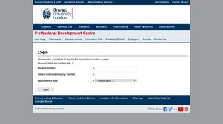 Appointment Booking - Login - Brunel University London