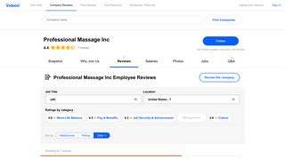 Working at Professional Massage Inc: Employee Reviews | Indeed.com