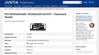 PTS PROFESSIONAL TECHNICIAN SOCIETY Trademark of Ford ...