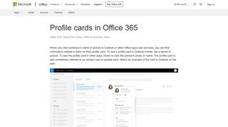 Profile cards in Office 365 - Office Support