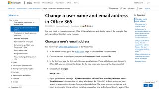 Change a user name and email address in Office 365 | Microsoft Docs