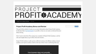 Project Profit Academy Review & Bonus by Brendan Mace