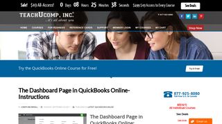 The Dashboard Page in QuickBooks Online- Instructions