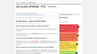 Ad Click Xpress : Login and Profile Details
