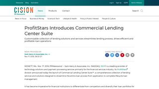 ProfitStars Introduces Commercial Lending Center Suite - PR Newswire