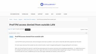 ProFTPd access denied from outside LAN | Virtualmin