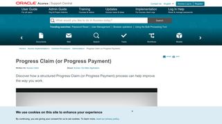 Progress Claim (or Progress Payment) | Oracle Aconex Support Central