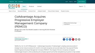CoAdvantage Acquires Progressive Employer Management Company ...