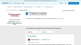 Top 106 Reviews and Complaints about Progressive Leasing