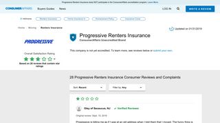 Top 28 Reviews and Complaints about Progressive Renters Insurance