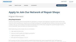 Progressive Claims Network Shop Registration Form | Progressive