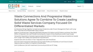 Waste Connections And Progressive Waste Solutions Agree To ...