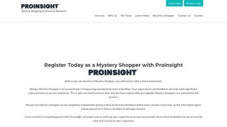 Register Today as a Mystery Shopper with Proinsight