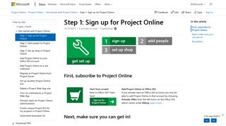 Step 1 Sign up for Project Online | Microsoft Docs