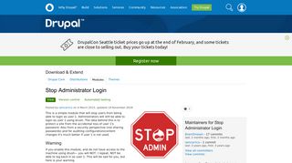 Stop Administrator Login | Drupal.org
