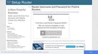 Router Username and Password for Prolink Routers - SetupRouter