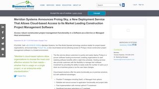 Meridian Systems Announces Prolog Sky, a New Deployment Service ...