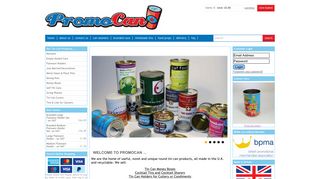 Promotional tin cans, money boxes, cocktail tins, open top cans