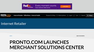 PRONTO.COM LAUNCHES MERCHANT SOLUTIONS CENTER