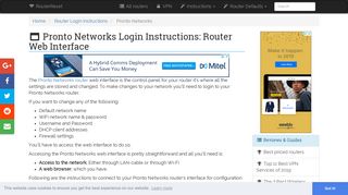 Pronto Networks Login: How to Access the Router Settings ...