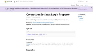 ConnectionSettings.Login Property (Microsoft.SqlServer.Management ...