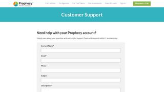 support - Prophecy assessments