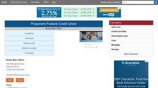 Proponent Federal Credit Union - Nutley, NJ - Credit Unions Online