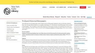 ProQuest Historical Newspapers | The New York Public Library