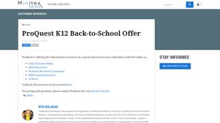 ProQuest K12 Back-to-School Offer | Minitex News