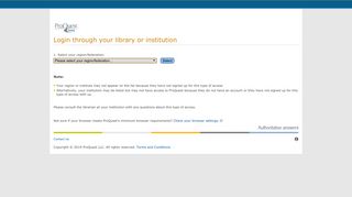 Login through your library or institution - ProQuest Dialog