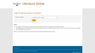 Login through your library or institution - Literature Online - ProQuest