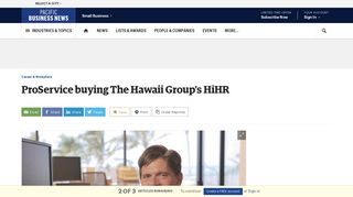 ProService buying The Hawaii Group's HiHR - Pacific Business News