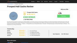 Prospect Hall Casino Review 2018 | £300 BONUS + 100 FREE SPINS
