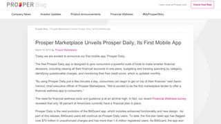 Prosper Marketplace Unveils Prosper Daily, Its First Mobile App ...