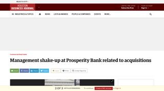 Prosperity Bancshares' chief credit officer resigns - Houston Business ...