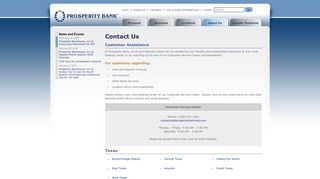 Prosperity Bank - Contact Us