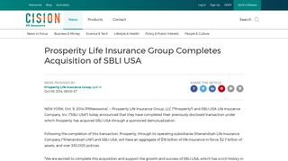 Prosperity Life Insurance Group Completes Acquisition of SBLI USA