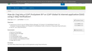 How do I log into a CCH® ProSystem fx® or CCH® Global fx internet ...