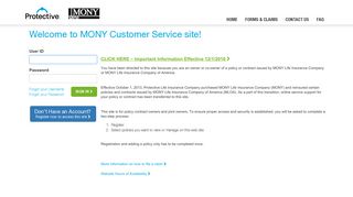 MONY OCS: Log in