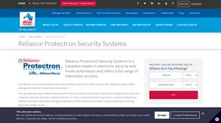 Reliance Protectron Security Systems — Atlas Van Lines (Canada) Ltd.