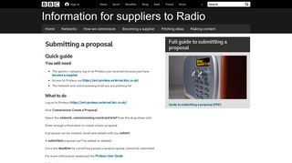 BBC Radio - Information for suppliers to Radio - Submitting a proposal