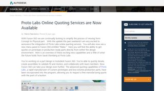 Proto Labs Online Quoting Services are Now Available - Fusion 360 ...