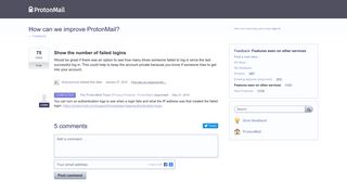 Show the number of failed logins – Customer Feedback for ProtonMail