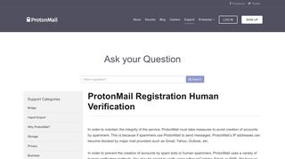 ProtonMail Registration Human Verification - ProtonMail Support