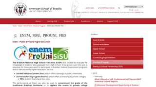 American School of Brasilia :: ENEM, SISU, PROUNI, FIES