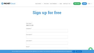 Sign up for free | Provet Cloud