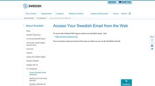 Access Your Swedish Email from the Web - Swedish Hospital
