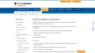 myProvidence overview - Providence Health Plan